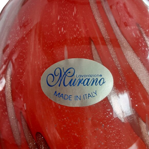 MURANO Mid Century Modern Art Glass Vase Orange Copper Avem Vase. Italian - Picture 2 of 6